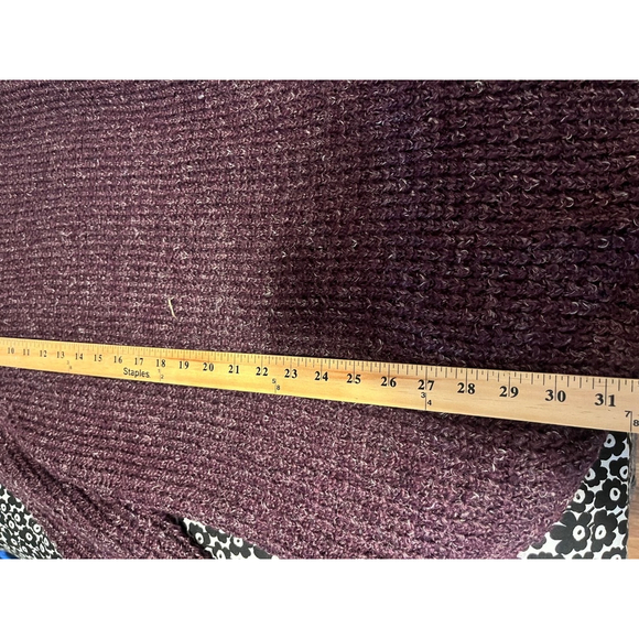 Free People Wool Blend Oversized Dylan Tweedy Purple Cowl Neck Sweater Sz Medium - Picture 5 of 6